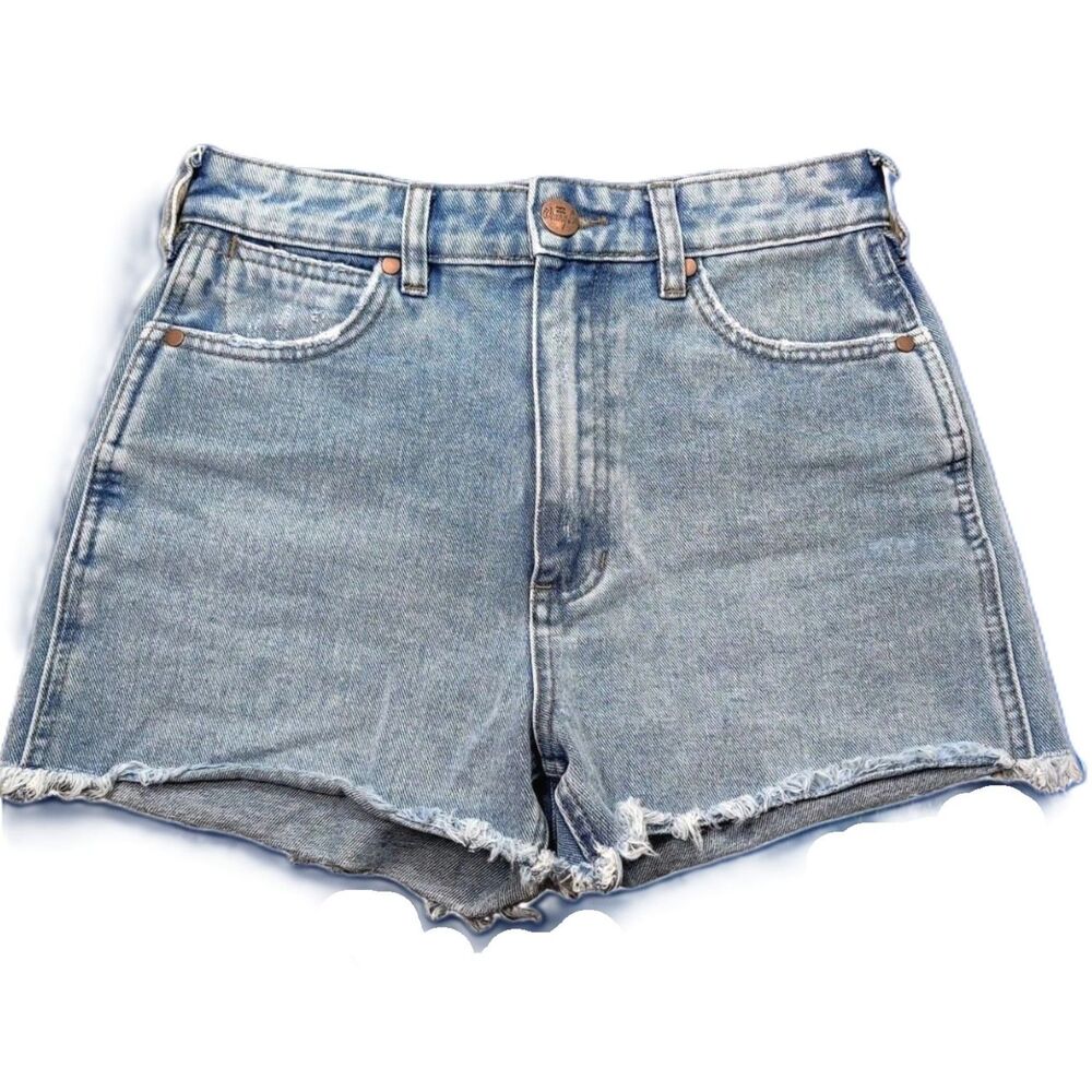 Wrangler Billabong Collab 100% Cotton Denim Cut-Off Shorts Size 25 Light Wash